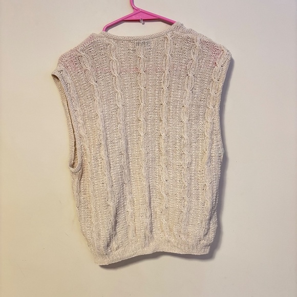 JH Collectibles Vintage Sleeveless Knit Sweater Vest Silk Blend Cream Size S - Picture 2 of 3